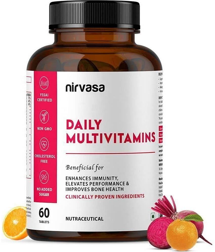 Nirvasa Daily Multivitamin Tablets, Enhances Immunity, Elevates Performance and improves Bone Health enriched with Vitamin & Mineral 1 x 60 Tablets)