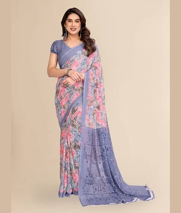 ANAND SAREES Georgette Printed Chanderi saree With Unstitched Blouse Piece ( Grey )