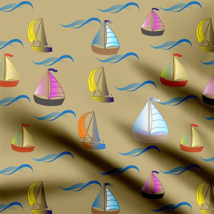 Sail boats Print Fabric-Cotton
