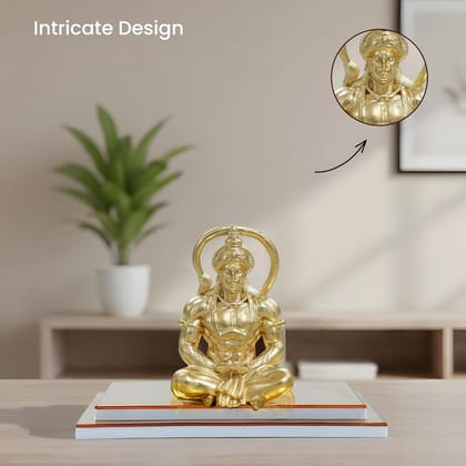 Brahma 3D Farm God Idol Sitting Hanuman with Temple| Hanuman Idol for Home Decor, Pooja Room, Study Table, Living Room & Office Decoration | Gift Item
