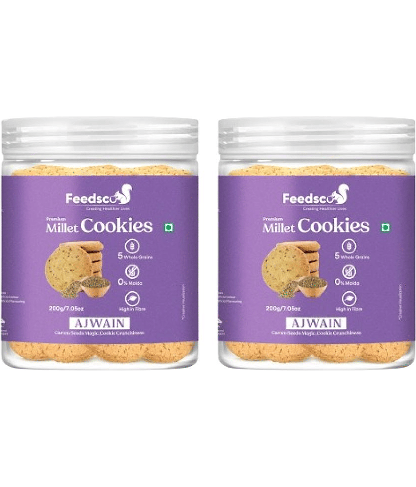 Feedsco Ajwain Cookies 200 g Pack of 2