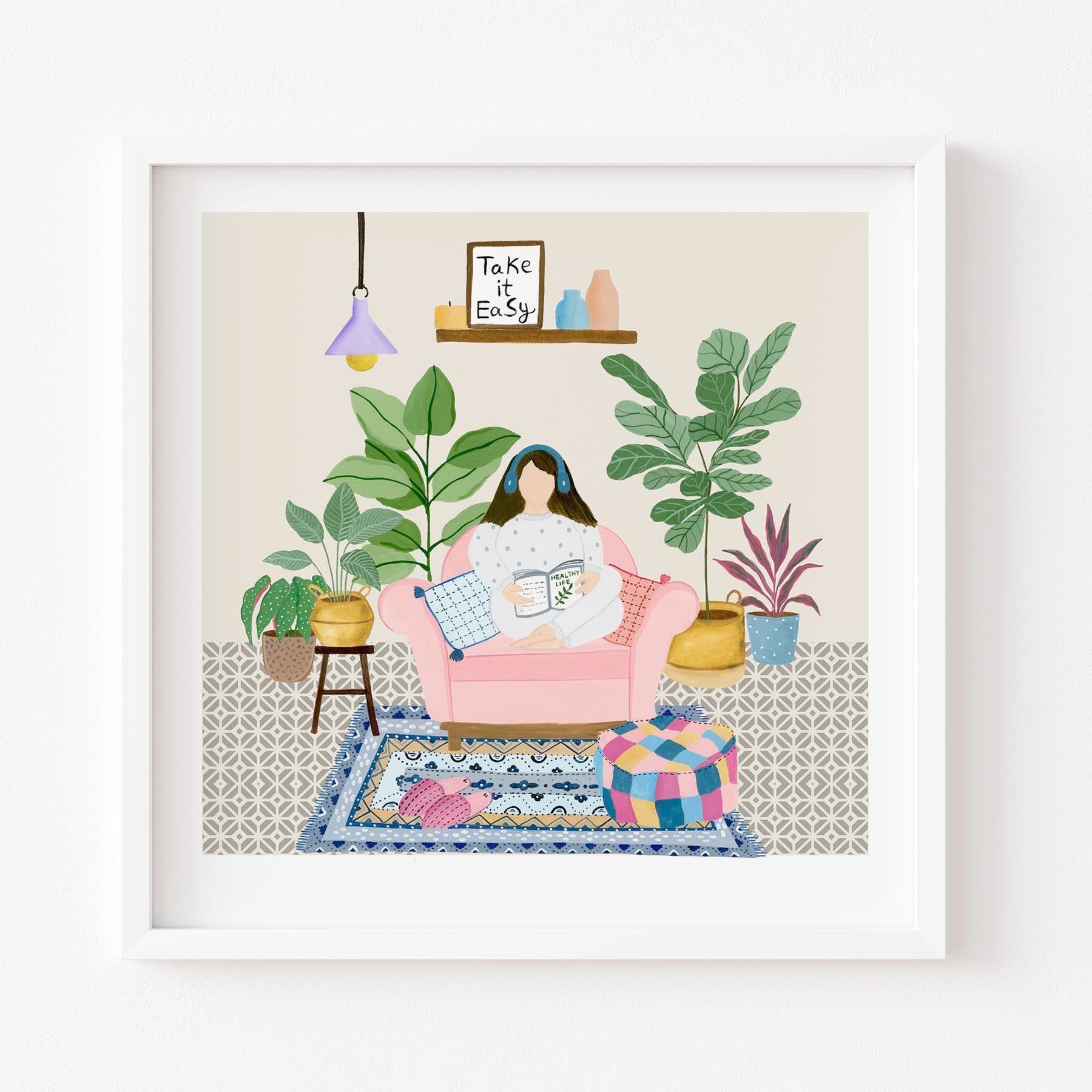 Leisure Hours Art Print | Wall Art-10x10 inches / White Frame