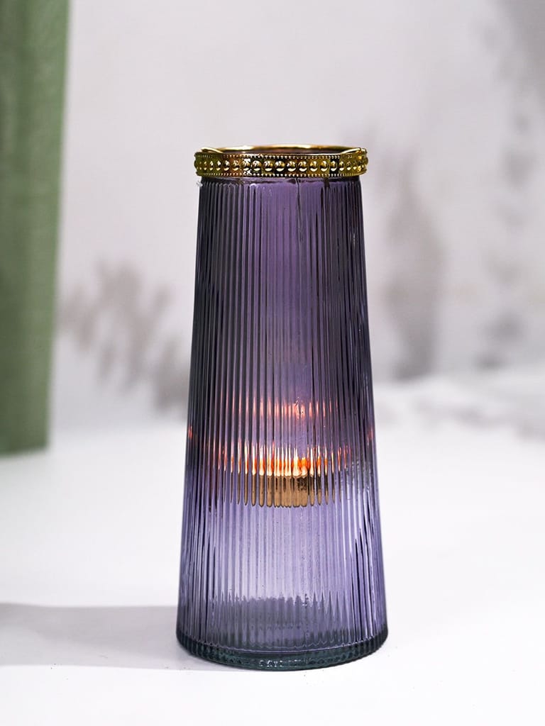 VON CASA Purple Cone Glass T-Light Holder