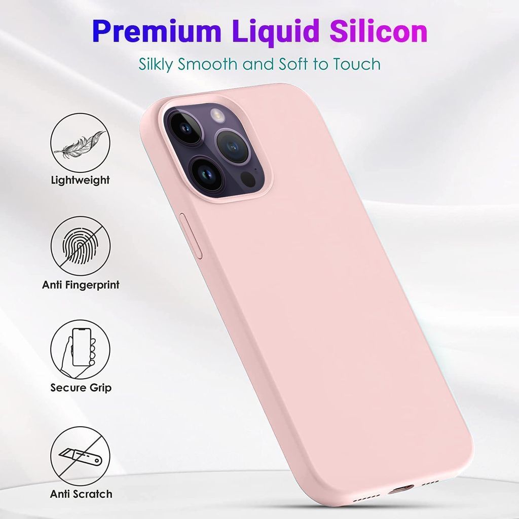 LIRAMARK Liquid Silicone Soft Back Cover Case for Apple iPhone 14 Pro (6.1 inch)