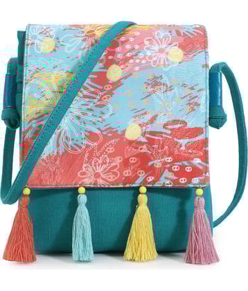 Anekaant Turquoise Cotton Sling Bag