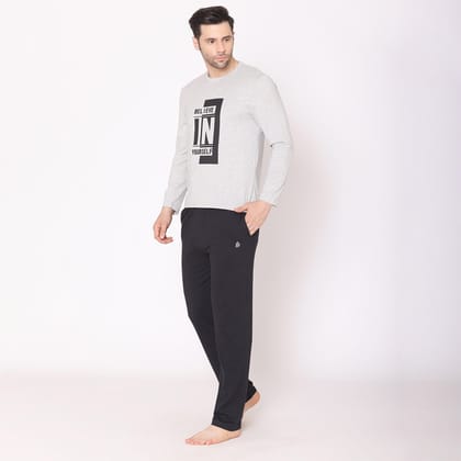 Men's Regular Fit Casual Lounge Wear / Nightwear Set - Light Grey Light Grey M