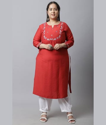 Rajnandini - Red Rayon Women's Straight Kurti ( Pack of 1 )