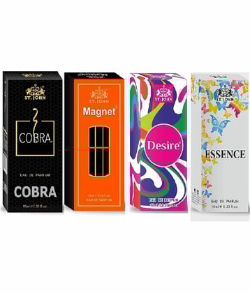 ST.JOHN Cobra ,Magnet,Desire & Essence Pocket Perfume For Men 10ml Each (40ml) - Pack of 4