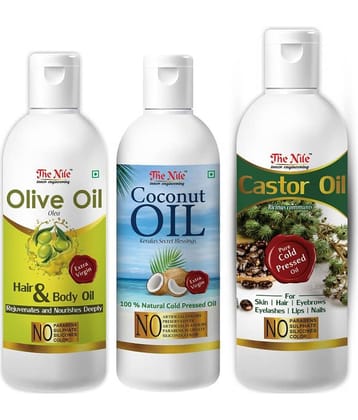 The Nile Castor Oil 150 ML +  Coconut Oil 100 ML + Olive Oil 100 ML 350 mL Pack of 3