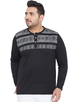Men Plus Size Terrino Colorblock Henley Tshirt - 5XL