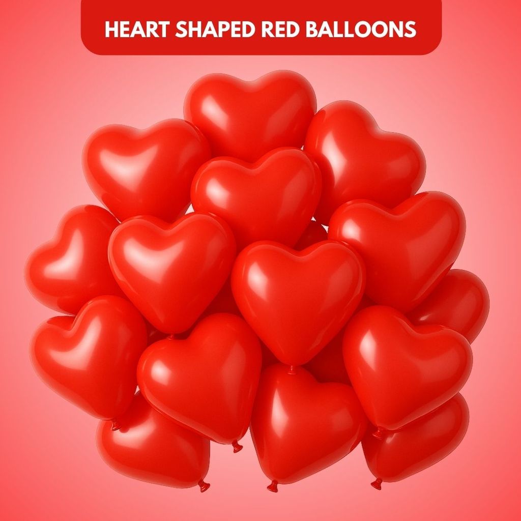 Heart Shaped Red Balloons - 10 inches - 25PC - Party and Festive Needs | Buy online on ZillyBuy