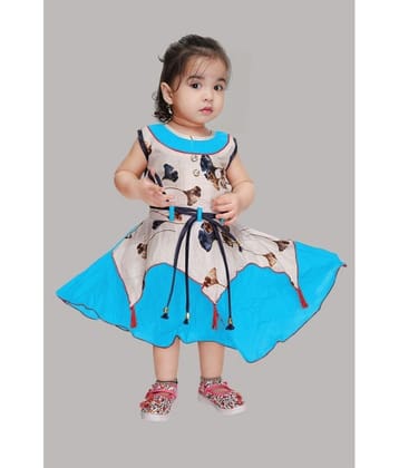 s muktar garments Turquoise Rayon Girls Frock ( Pack of 1 ) - None