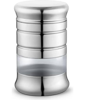 Classic Essentials Elegant Canister Steel Silver Cookie Container ( Set of 1 )