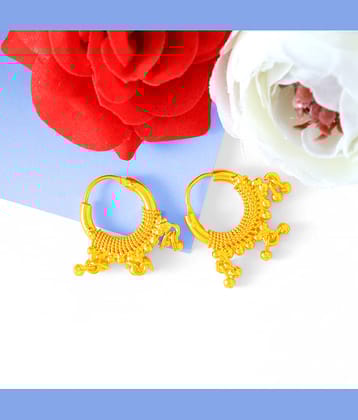 LUV FASHION Golden Bali Earrings ( Pack of 1 )