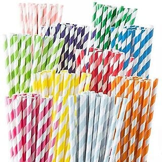 BIYANKA 3 Layer Coloured Paper Straws 8 mm - Pack of 50 pcs