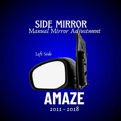 RMC Car Side Mirrors Suitable For Honda Amaze/Mobilio/Brio (2011-2018) | Without lever | Manually Operated | (Black) LEFT SIDE (PASSENGER SIDE)