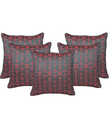 Zubix Blue & Pink Polyester Cushion Covers Set Of 5