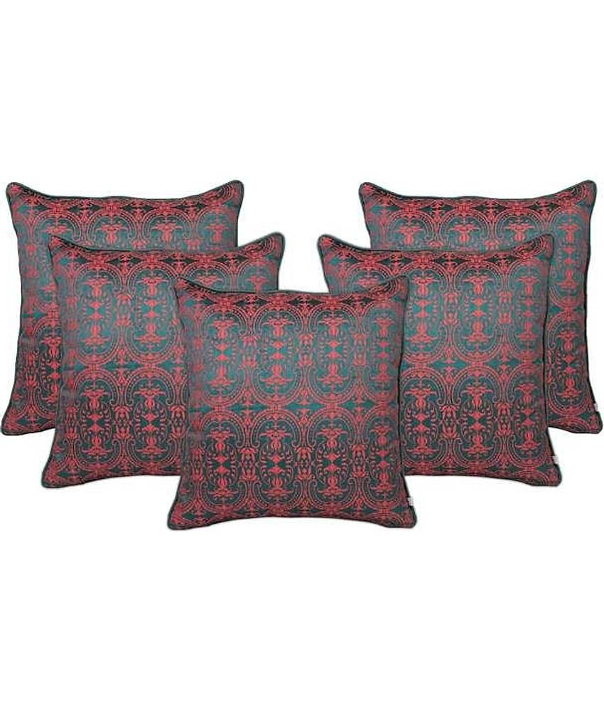 Zubix Blue & Pink Polyester Cushion Covers Set Of 5