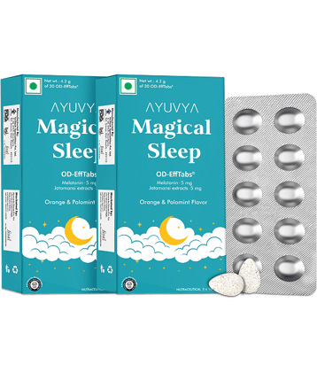 Ayuvya Magical Sleep Support 5mg Melatonin Night Time Sleep Aid For Morning Energy Orange & Polomint (Pack of 2)