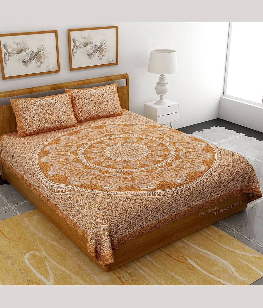 Uniqchoice Cotton Double Bedsheet ( Mustard )