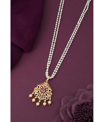 ROFARWORD Gold Brass Necklace Set ( Pack of 1 ) - Gold