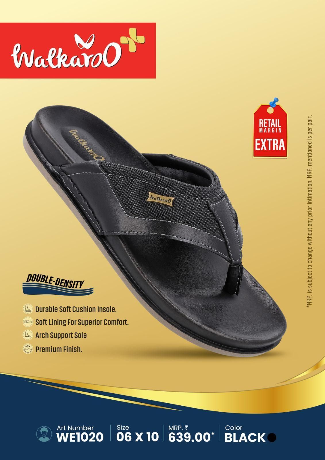 Walkaroo WE1020 Black G No 10 Mens Slipper