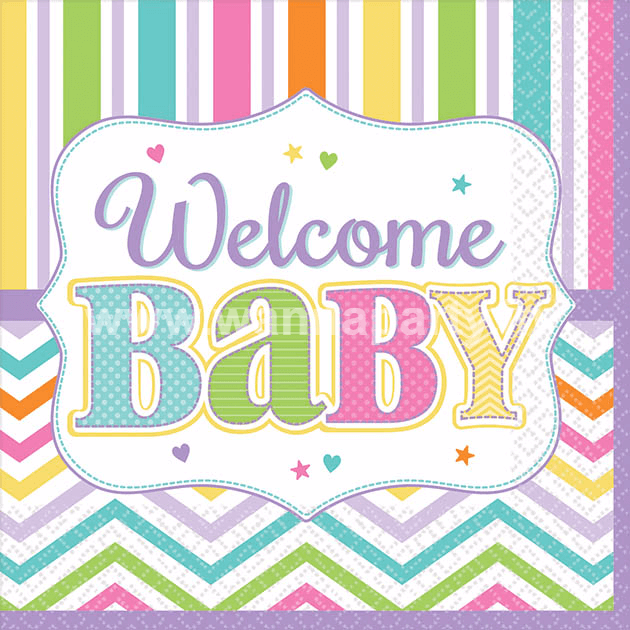 Welcome Baby Shower Dessert Napkins - 18PC - Party and Festive Needs | Buy online on ZillyBuy