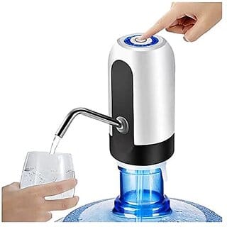 Automatic Wireless Portable Mini Rechargeable Water Bottle Can Dispenser Pump Upto 20 Litre Bottle with USB Charging Cable (Black/White)