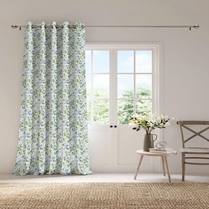 Ddecor Curtain Pack of 1, Polyster Digital Print Floral Curtain, Door 7 FT, Garnet, Room Darkening |135 CM X 225 CM, Blue
