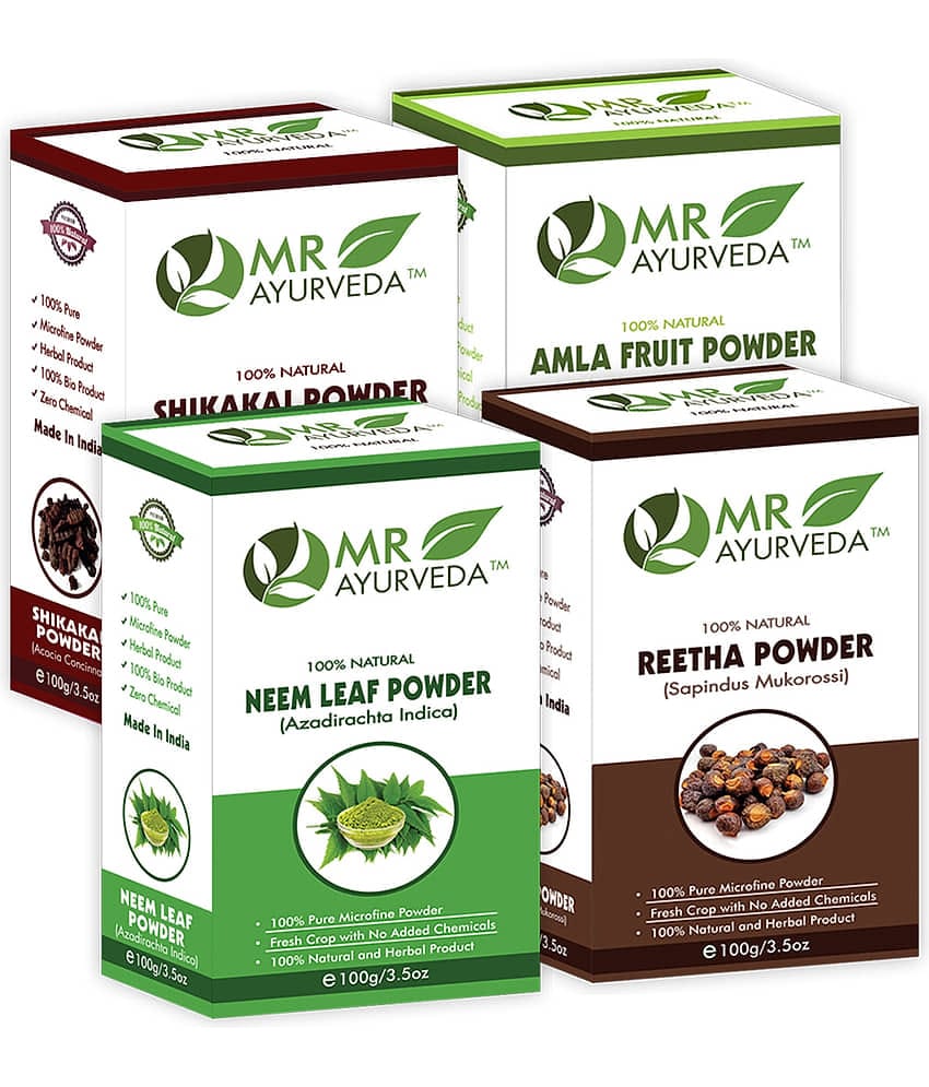 MR Ayurveda Shikakai, Amla, Neem & Reetha Powder Hair Scalp Treatment 400 g Pack of 4