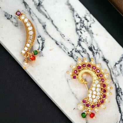 Set Of 2 Gold-Plated AD-Stone NosePin