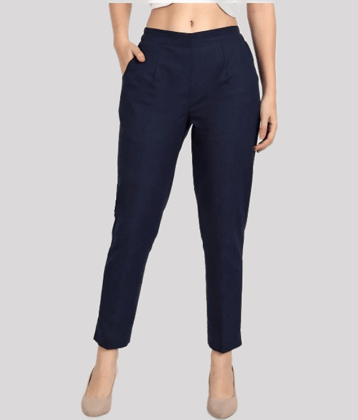 PP Kurtis - Navy Lycra Regular Women's Formal Pants ( Pack of 1 )