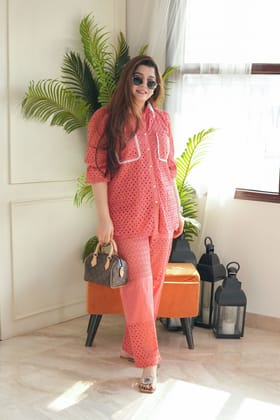 Oslo Peach Cutwork Cordset-XL