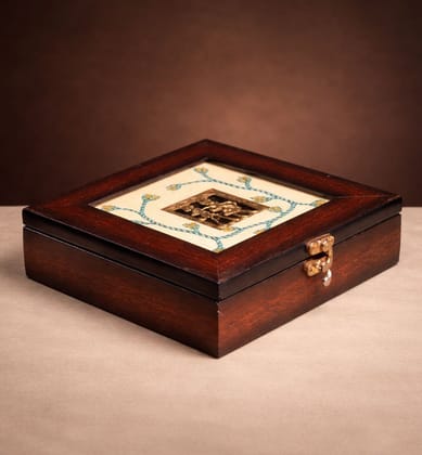 Handcrafted Wooden Premium Gift Box with Metal Art Inlay