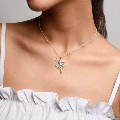 Ballerina Dancer Pendant Necklace-Silver