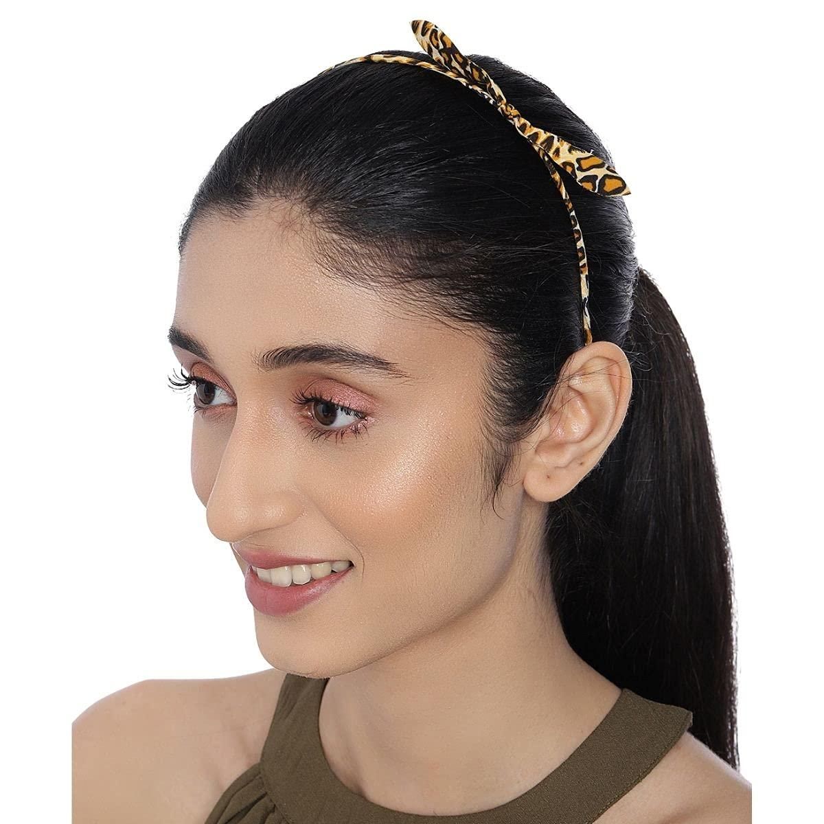 Women Brown Leapord Print Hairband