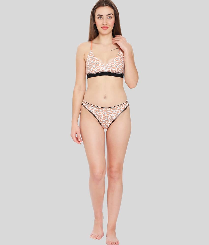 ILRASO Cotton Women's Bra & Panty Set ( Pink )