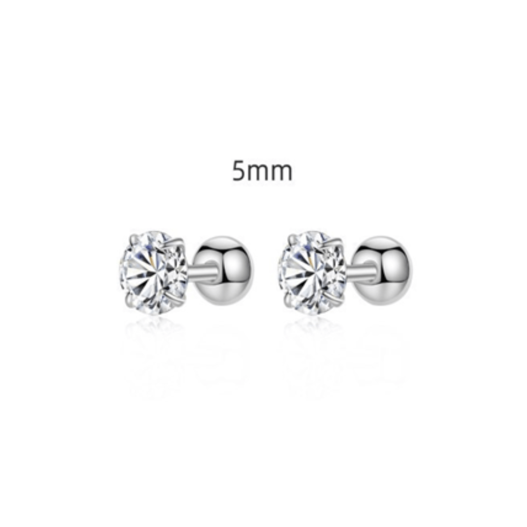 SOLITAIRE STUDS (5MM) - Fine Silver-Silver