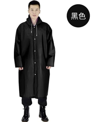 Infispace Nylon Long Raincoat - Black