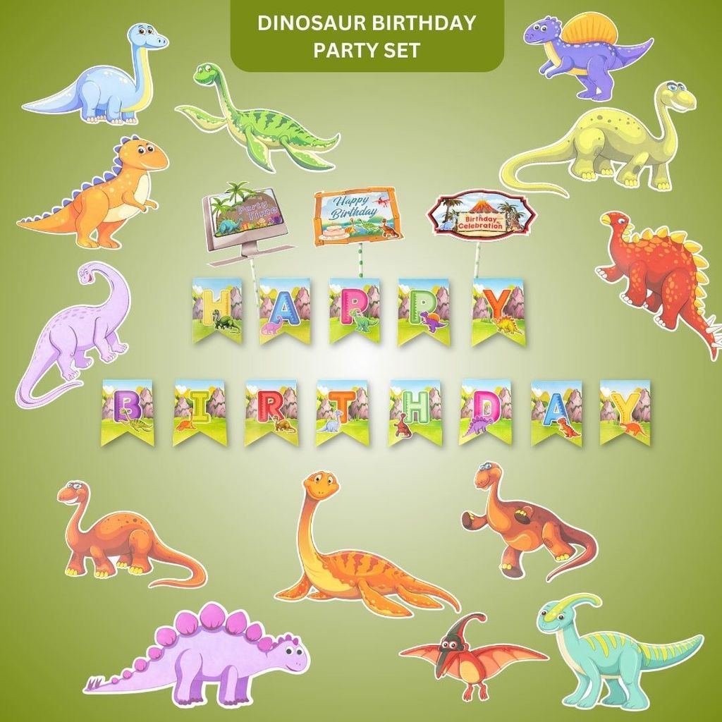 Dinosaur Birthday Party Set - 17PC - Party and Festive Needs | Buy online on ZillyBuy