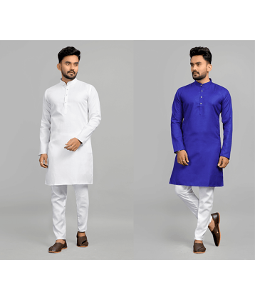 Fashionfricks Muticolor Cotton Blend Men's Regular Kurta ( Pack of 2 )