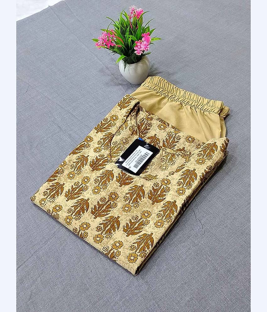 Ethnicbasket Pack of 1 Crepe Printed Straight Women's Kurti - ( Beige )