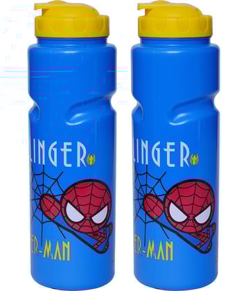 Gluman Disney Spiderman Cartoon Character Printed Plastic Spout Water Bottle for Boys I Leak Proof, 100% Food Grade| BPA Free | Recyclable/Reusable | Spout Lid 700ml (Pack of 2)