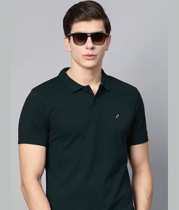 ADORATE Cotton Blend Regular Fit Solid Half Sleeves Men's Polo T Shirt - Dark Green ( Pack of 1 )