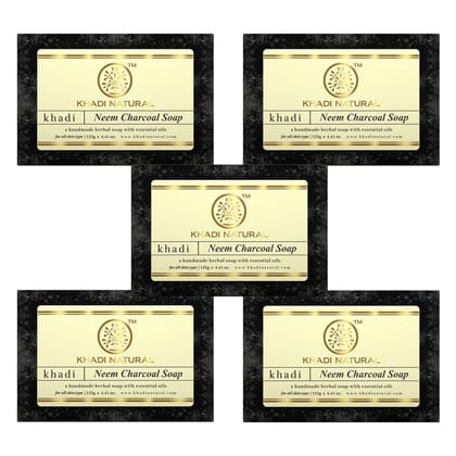 Khadi Natural Neem Charcoal Soap Combo Pack Of 5 – 125gm Each