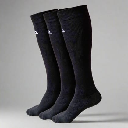 Bamboo Compression Socks - 3 Pairs-Black | Black | Black