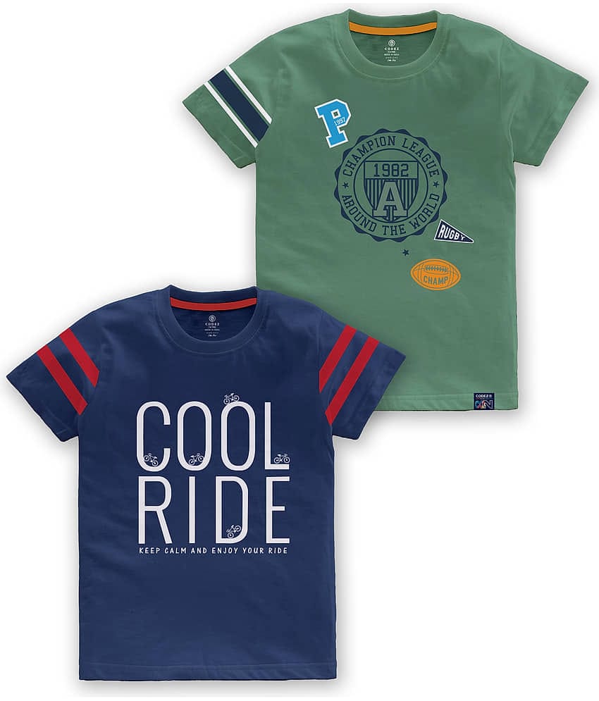 CODEZ Pack of 1 Boys Cotton Blend T-Shirt ( Multi Color )