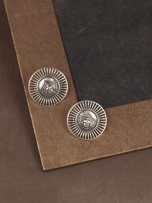 Oxidised Circular Oversized Studs