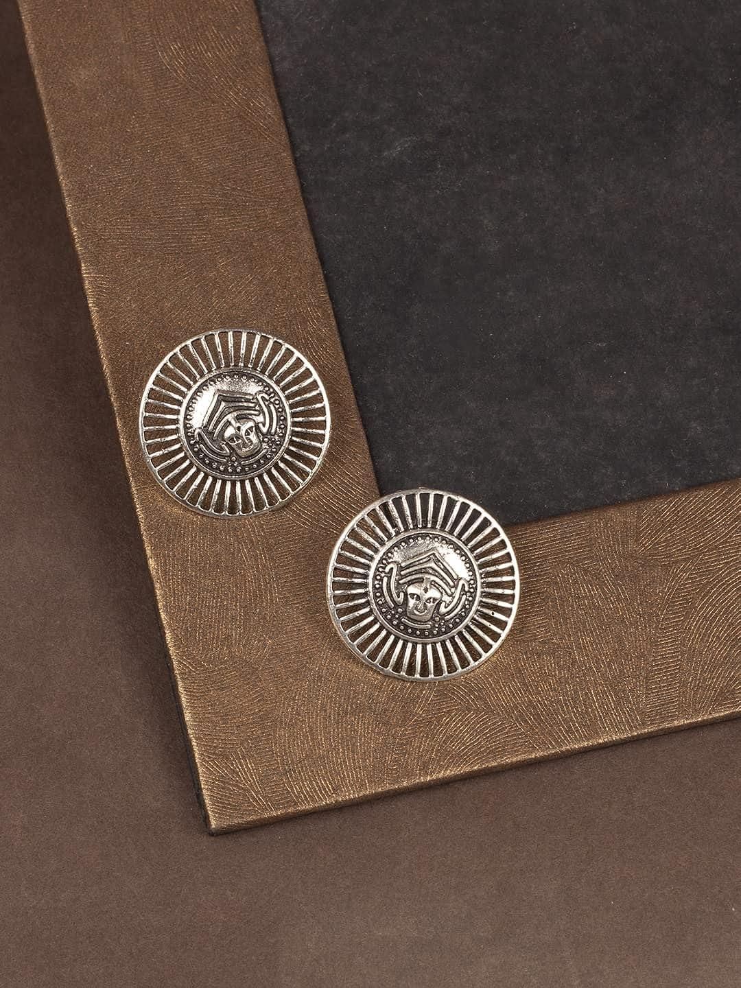 Oxidised Circular Oversized Studs