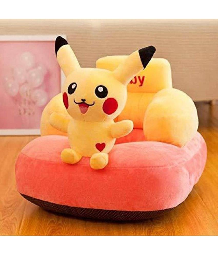 KIDS WONDERS Imported Velvet Kids Sofa Comfortable Soft Plush Cushion Sofa Seat | Rocking Chair for Kids (PICKACHU)